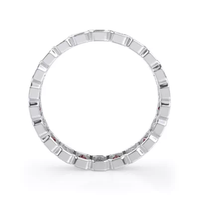 Lab Ruby and Lab Diamond Emerald-Cut Bezel Eternity Band