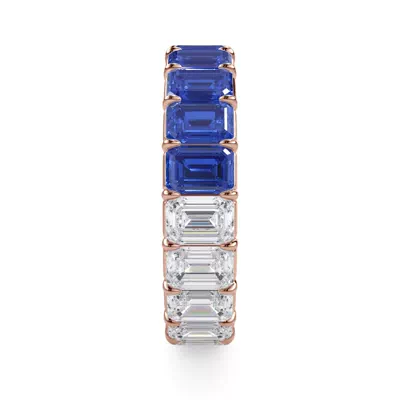 Dual Harmony Emerald-Cut Lab Sapphire and Lab Eternity Ring