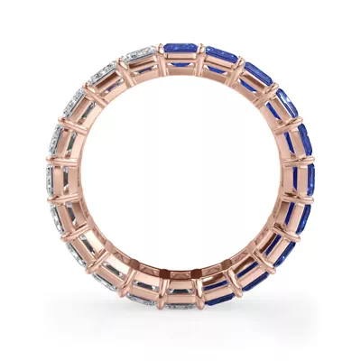 Dual Harmony Emerald-Cut Lab Sapphire and Lab Eternity Ring