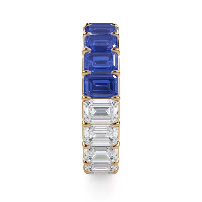 Dual Harmony Emerald-Cut Sapphire and Diamond Eternity Ring