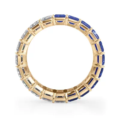 Dual Harmony Emerald-Cut Sapphire and Diamond Eternity Ring