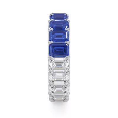Dual Harmony Emerald-Cut Sapphire and Diamond Eternity Ring