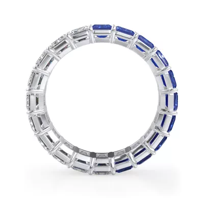 Dual Harmony Emerald-Cut Sapphire and Diamond Eternity Ring