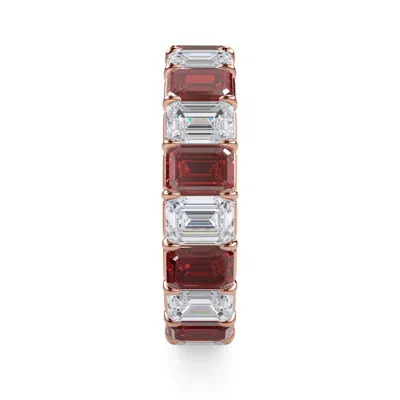 Classic Emerald-Cut Lab Ruby and Lab Eternity Ring