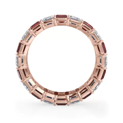 Classic Emerald-Cut Lab Ruby and Lab Eternity Ring