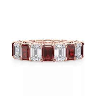 Classic Emerald-Cut Ruby and Diamond Eternity Ring