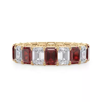 Classic Emerald-Cut Ruby and Diamond Eternity Ring