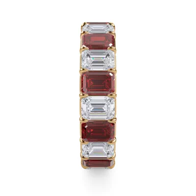 Classic Emerald-Cut Ruby and Diamond Eternity Ring