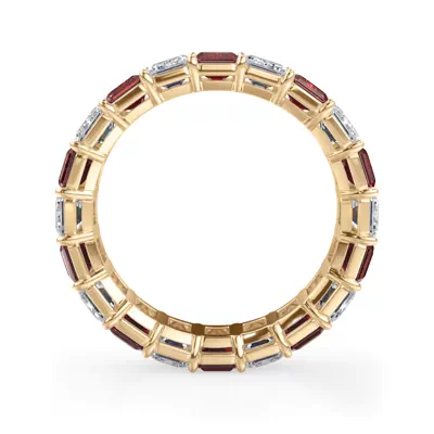 Classic Emerald-Cut Ruby and Diamond Eternity Ring