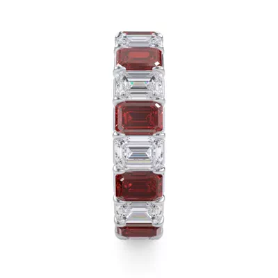 Classic Emerald-Cut Lab Ruby and Lab Eternity Ring