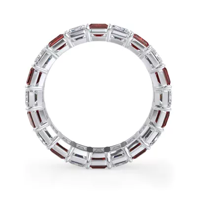 Classic Emerald-Cut Ruby and Diamond Eternity Ring