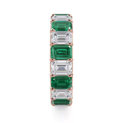 Classic Emerald-Cut Lab Emerald and Lab Eternity Ring