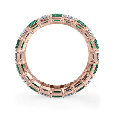 Classic Emerald-Cut Lab Emerald and Lab Eternity Ring