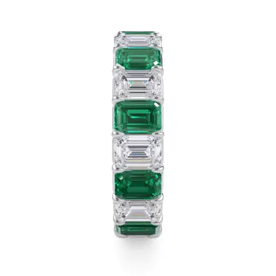 Classic Emerald-Cut Emerald and Diamond Eternity Ring