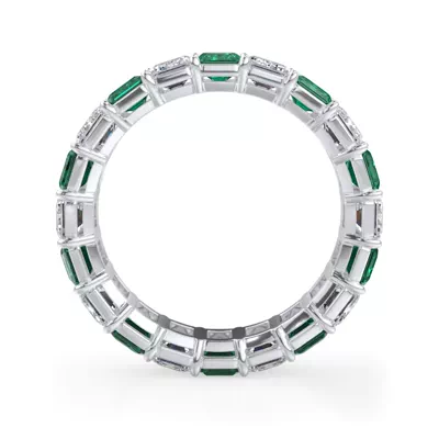 Classic Emerald-Cut Emerald and Diamond Eternity Ring