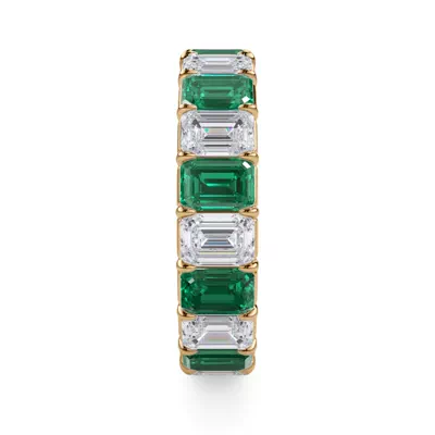 Classic Emerald-Cut Lab Emerald and Lab Eternity Ring