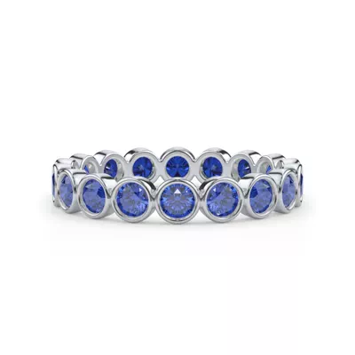 Lab Sapphire Bezel Eternity Ring