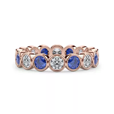 Lab Sapphire and Lab Diamond Bezel-Set Eternity Ring
