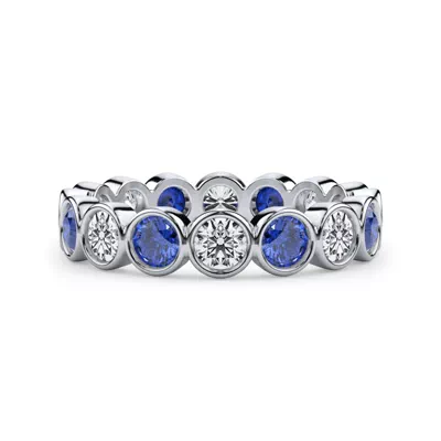 Lab Sapphire and Lab Diamond Bezel-Set Eternity Ring