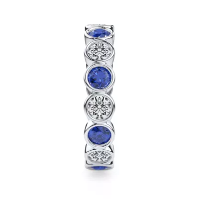 Lab Sapphire and Lab Diamond Bezel-Set Eternity Ring