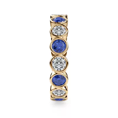 Lab Sapphire and Lab Diamond Bezel-Set Eternity Ring