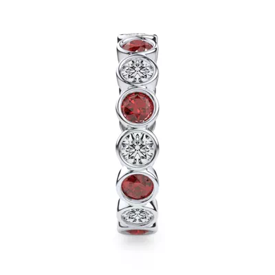 Lab Ruby and Lab Diamond Bezel-Set Eternity Ring