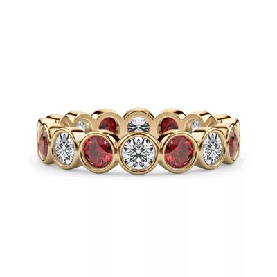 Lab Ruby and Lab Diamond Bezel-Set Eternity Ring
