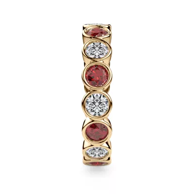 Lab Ruby and Lab Diamond Bezel-Set Eternity Ring