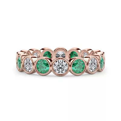Lab EmeraId and Lab Diamond Bezel-Set Eternity Ring