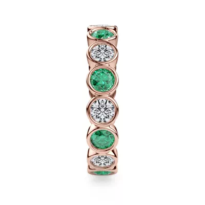 Lab EmeraId and Lab Diamond Bezel-Set Eternity Ring