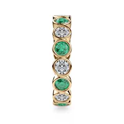 EmeraId and Diamond Bezel-Set Eternity Ring