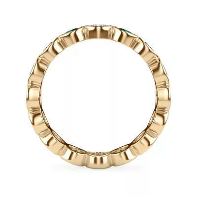 EmeraId and Diamond Bezel-Set Eternity Ring