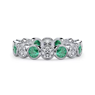 Lab EmeraId and Lab Diamond Bezel-Set Eternity Ring