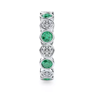 Lab EmeraId and Lab Diamond Bezel-Set Eternity Ring