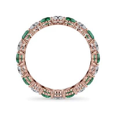 Classic Lab EmeraId and Lab Diamond Eternity Band