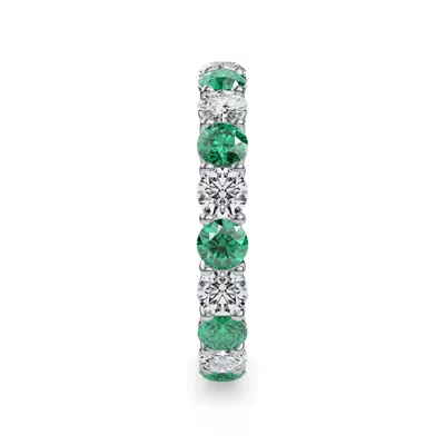 Classic Lab EmeraId and Lab Diamond Eternity Band