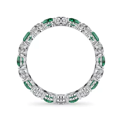Classic Lab EmeraId and Lab Diamond Eternity Band