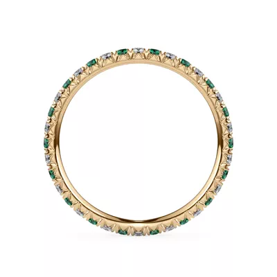 Emerald and Diamond Pavé Eternity Band