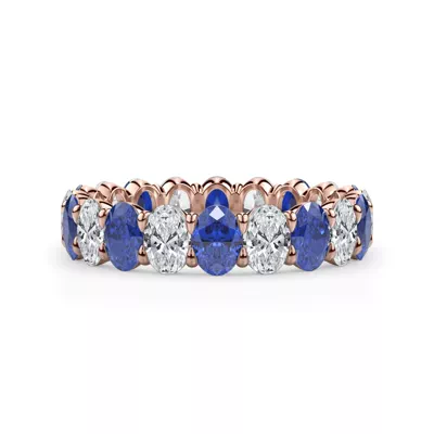 Classic Oval Sapphire and Diamond Eternity Ring