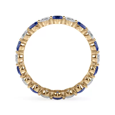 Classic Oval Lab Sapphire and Lab Diamond Eternity Ring