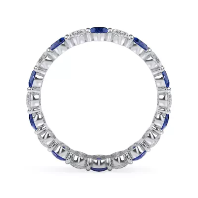 Classic Oval Lab Sapphire and Lab Diamond Eternity Ring