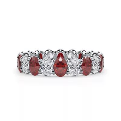 Classic Oval Lab Ruby and Lab Diamond Eternity Ring