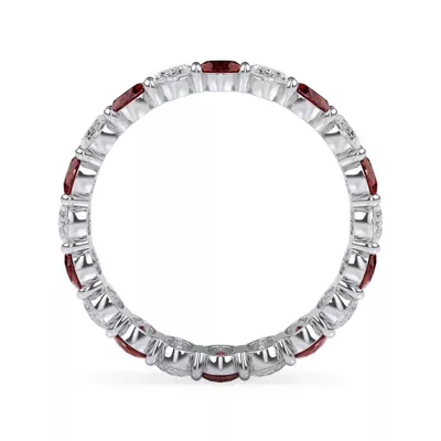 Classic Oval Lab Ruby and Lab Diamond Eternity Ring