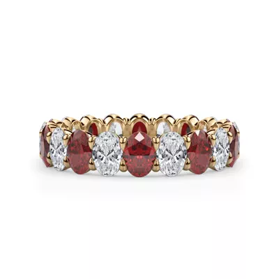 Classic Oval Ruby and Diamond Eternity Ring