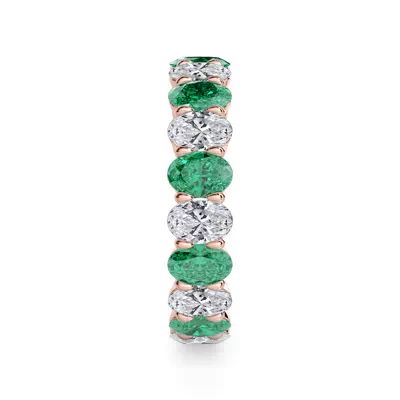 Classic Oval EmeraId and Diamond Eternity Ring