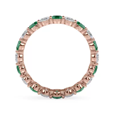 Classic Oval EmeraId and Diamond Eternity Ring