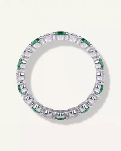 Classic Oval EmeraId and Diamond Eternity Ring