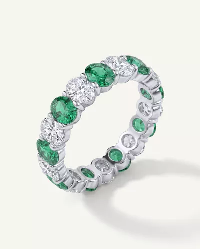 Classic Oval EmeraId and Diamond Eternity Ring
