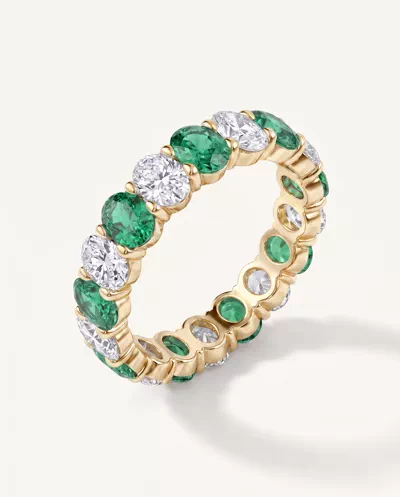 Classic Oval EmeraId and Diamond Eternity Ring