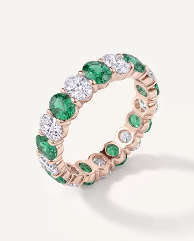 Classic Oval EmeraId and Diamond Eternity Ring